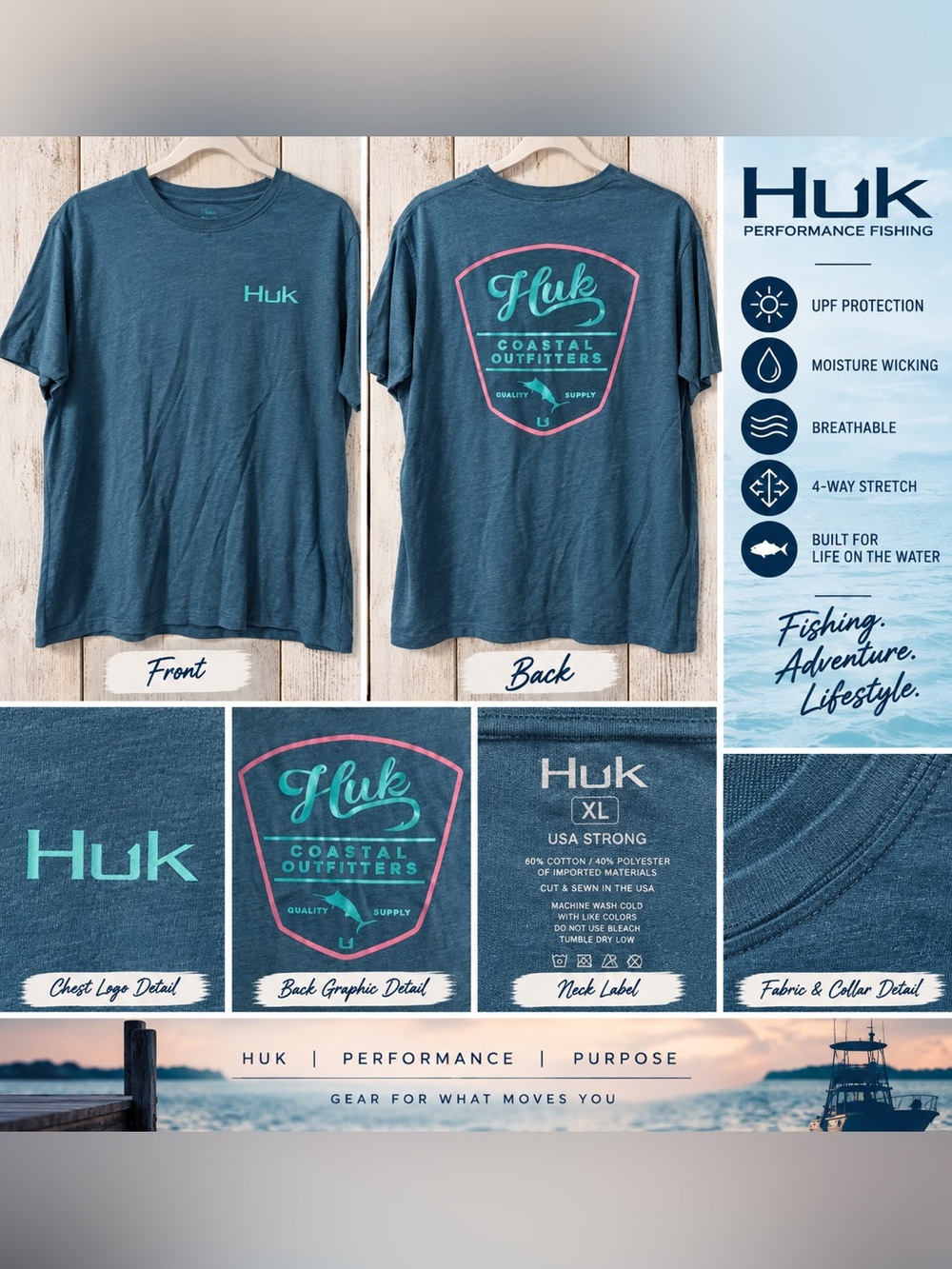 Women’s Huk Teal Short Sleeve Logo Tee
